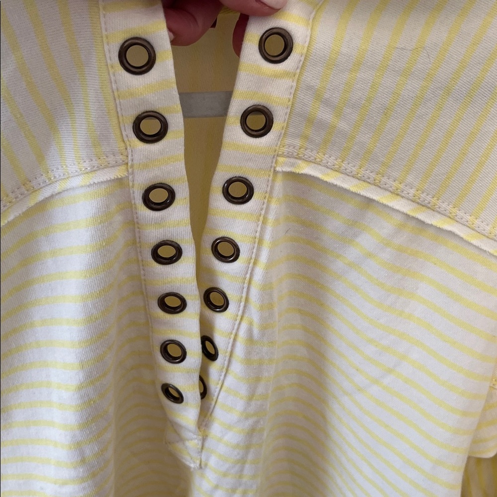 Pilcro Anthropologie yellow white stripe spliced Henley top sz xs LIKE NEW - Picture 5 of 7